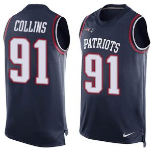NFL New England Patriots Patriots #91 Collins Blue Limited Tank Top Jersey