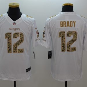 NFL New England Patriots Patriots #12 Brady White Salute To Service Limited Jersey