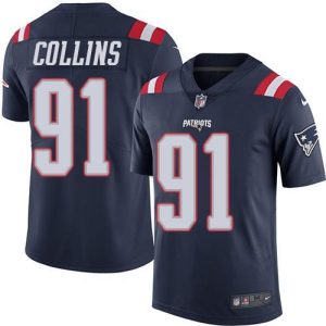 NFL New England Patriots Patriots #91 Collins Blue Rush Jersey