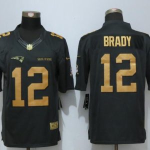 New Nike New England Patriots Patriots 12 Brady Gold Anthracite Salute To Service Limited Jersey