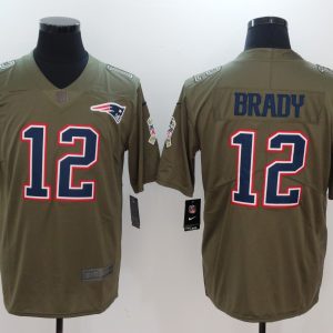 Mens New England Patriots Patriots #12 Brady Olive Salute to Service Limited Jersey