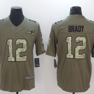 NFL New England Patriots Patriots #12 Brady Olive Salute to Service Limited Jersey