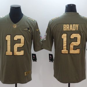 NFL New England Patriots Patriots #12 Brady Salute to Service Gold Number Jersey