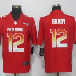 New Nike England Patriots 12 Brady Red Nike Royal 2018 Pro Bowl Limited Jersey