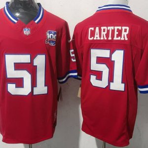 Men's New York Giants #51 Abdul Carter Red 2025 Draft F.U.S.E. 100th Season & State Jersey