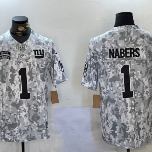 Men's New York Giants #1 Nabers Arctic Camo 2024 F.U.S.E. Salute to Service Jersey