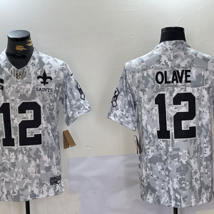 Men's New Orleans Saints #12 Chris Olave Arctic Camo 2024 F.U.S.E. Salute to Service Jersey