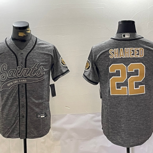 Men's New Orleans Saints #32 Tyrann Mathieu Grey Baseball Jersey