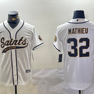Men's New Orleans Saints #32 Tyrann Mathieu White Baseball Jersey