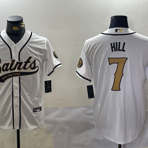 Men's New Orleans Saints #7 Taysom Hill White Baseball Jersey