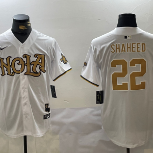 Men's New Orleans Saints #22 Shaheed White Baseball Jersey