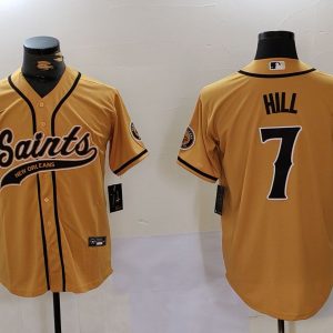 Men's New Orleans Saints #7 Taysom Hill Gold Baseball Jersey
