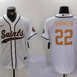 Men's New Orleans Saints #22 Shaheed White Stitched Baseball Jersey