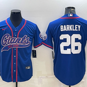 Men's New York Giants #26 Saquon Barkley Blue Baseball Nike Jersey