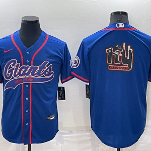 Men's New York Giants Blue Team Big Logo With Patch Baseball Nike Jersey