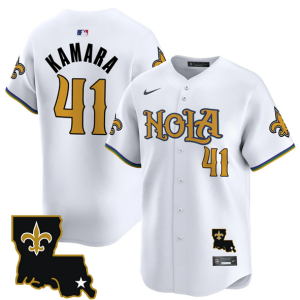 Men's New Orleans Saints #41 Alvin Kamara White Baseball Jersey
