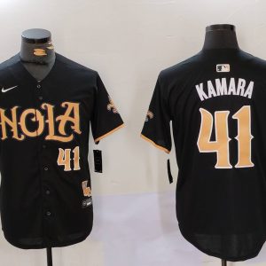 Men's New Orleans Saints #41 Alvin Kamara Black Baseball Jersey