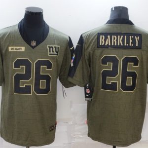 Men's New York Giants #26 Saquon Barkley 2021 Olive Salute To Service Limited Jersey
