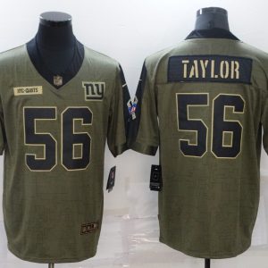 Men's Nike New York Giants #56 Taylor 2021 Olive Salute To Service Limited Jersey