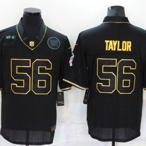 Men's Nike New York Giants #56 Taylor 2020 Black/Gold Salute To Service Limited Jersey