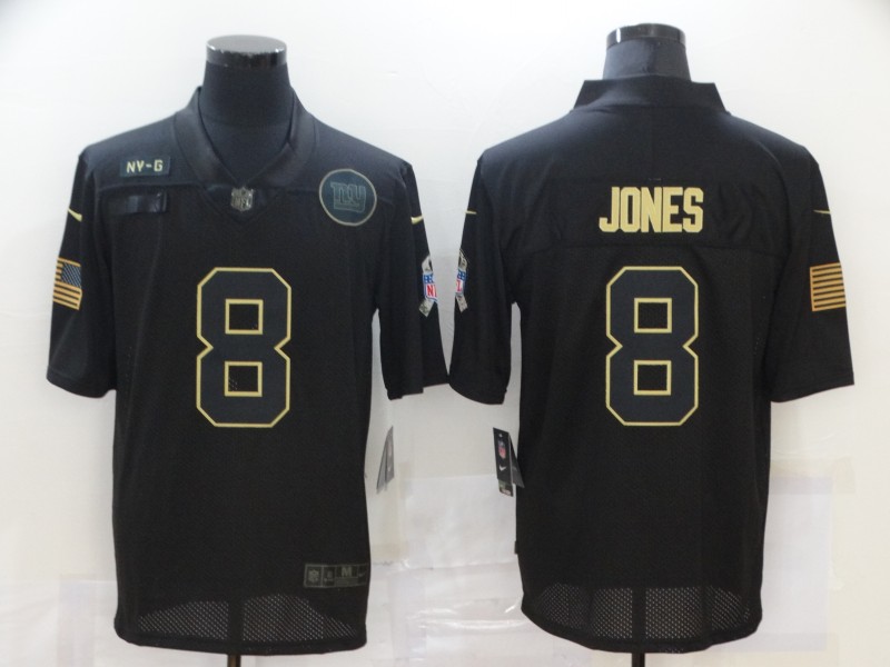 Men's New York Giants #8 Daniel Jones 2020 Black Salute To Service Limited Jersey