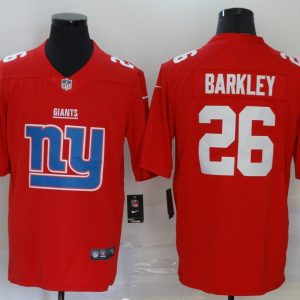 Men's New York Giants #26 Saquon Barkley Red Team Big Logo Number Vapor Untouchable Limited Jersey