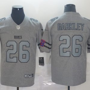 Men's New York Giants #26 Saquon Barkley 2019 Gray Gridiron Team Logo Limited Jersey
