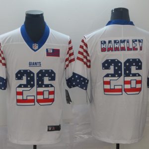 Men's New York Giants #26 Saquon Barkley White 2019 USA Flag Fashion Limited Jersey