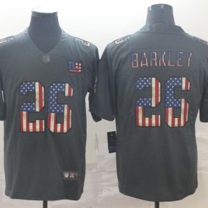 Men's New York Giants #26 Saquon Barkley Grey 2019 Salute To Service USA Flag Limited Jersey