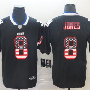 Nike Giants #8 Daniel Jones Black USA Flag Color Rush Limited Men Jersey