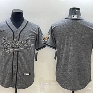 Men's New Orleans Saints Blank Gray With Patch Baseball Jersey