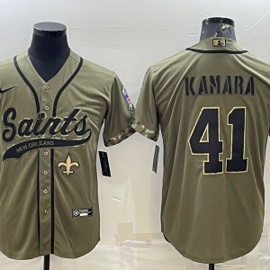 Men's New Orleans Saints #41 Alvin Kamara 2022 Olive Salute To Service Baseball Nike Jersey