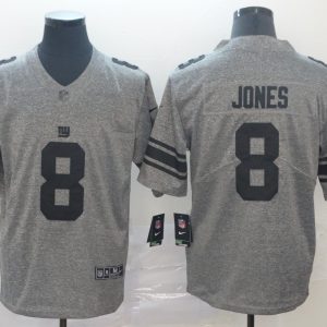 Men's New York Giants #8 Daniel Jones Grey Limited NFL Jersey