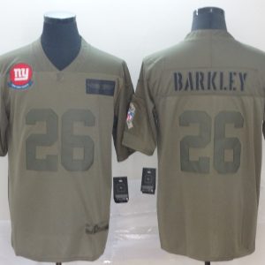 Nike Giants #26 Saquon Barkley 2019 Olive Salute To Service Limited Jersey