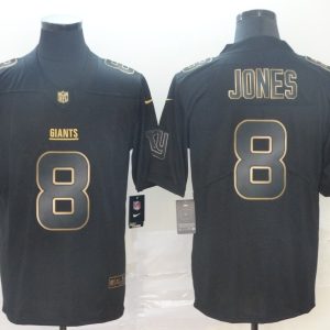 Nike Giants #8 Daniel Jones 2019 Black Gold Edition Limited Men Jersey