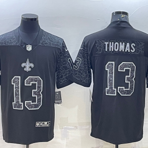 Men's New Orleans Saints #13 Michael Thomas Black Reflective Limited Jersey