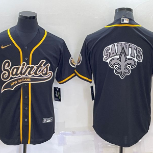 Men's New Orleans Saints Black Team Big Logo With Patch Baseball Nike Jersey