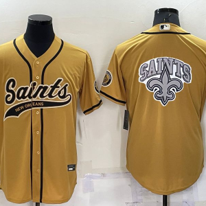 Men's New Orleans Saints Gold Team Big Logo With Patch Baseball Nike Jersey