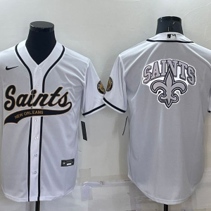 Men's New Orleans Saints White Team Big Logo With Patch Baseball Nike Jersey