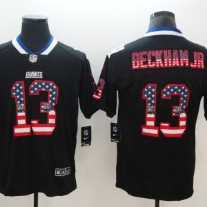 Nike 2018 New York Giants #13 Beckham JR USA Flag Fashion Black Color Rush Limited Jersey