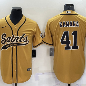 Men's New Orleans Saints #41 Alvin Kamara Gold Blank Baseball Nike Jersey