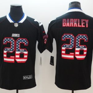 Nike 2018 New York Giants #26 Barkley USA Flag Fashion Black Color Rush Limited Jersey