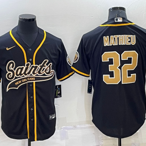 Men's New Orleans Saints #32 Tyrann Mathieu Black Baseball Nike Jersey