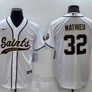 Men's New Orleans Saints #32 Tyrann Mathieu White Baseball Nike Jersey