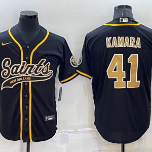 Men's New Orleans Saints #41 Alvin Kamara Black Baseball Nike Jersey
