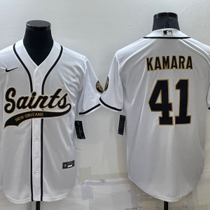 Men's New Orleans Saints #41 Alvin Kamara White Baseball Nike Jersey