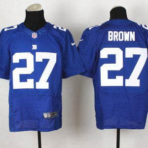 Nike New York Giants #27 Brown Blue Elite Jersey