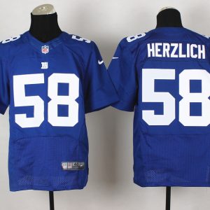 Nike New York Giants #58 Herzlich Blue Elite Jersey