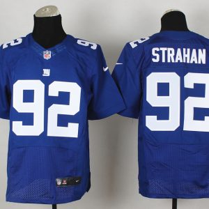 Nike New York Giants #92 Strahan Blue Elite Jersey