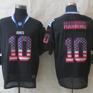 2014 New Nike New York Giants 10 Manning USA Flag Fashion Black Elite Jerseys